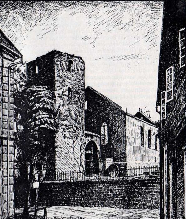 Drabenderhöhe - Zeichnung der zerstörten Kirche 1945