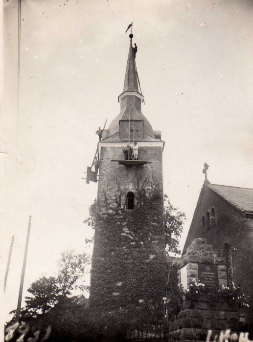 Drabenderhöhe - Arbeiten an der Kirche 1931