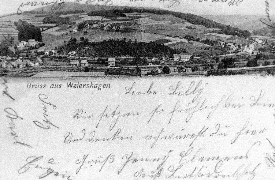 Weiershagen vor 1914 mit den Höfen Reuschenbach, Fürberich, Steeg, Ohl, Auf...